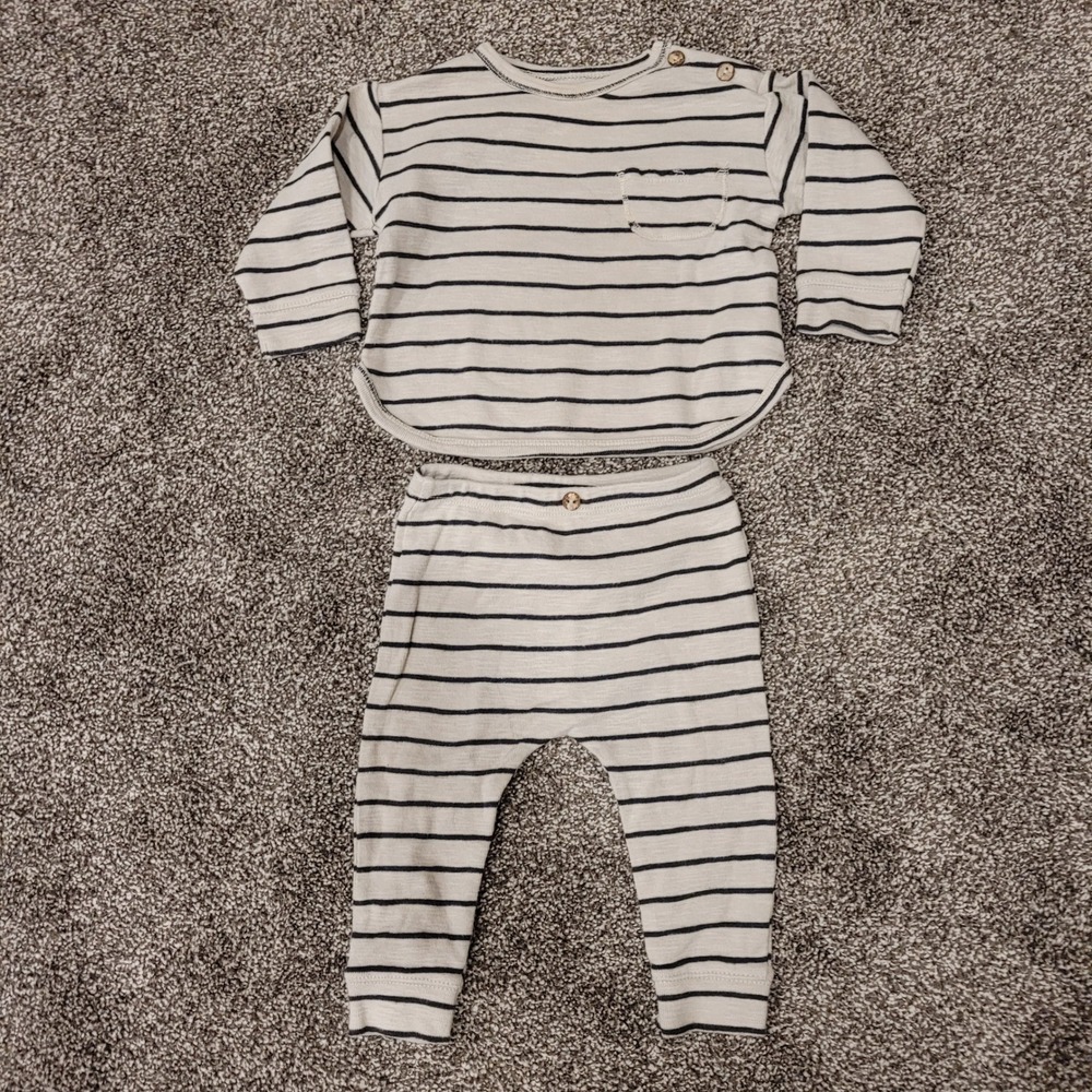 Play Up Kids 6M Organic Cotton Striped 2pc Set Long Sleeve Top Leggings Portugal